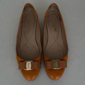 Ferragamo Varina Flat Apricot Patent Leather